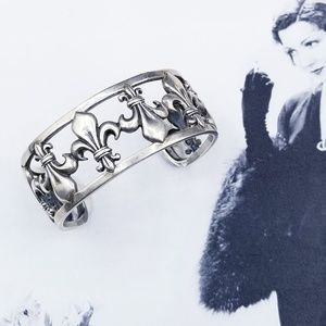 Vintage Sterling 925 fleur de lis cuff bracelet